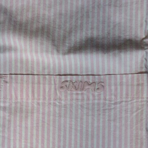 NWT SKIMS Cotton Poplin Oversized Sleep Set Cherry Blossom Stripe Sz S + Shorts - Picture 7 of 12